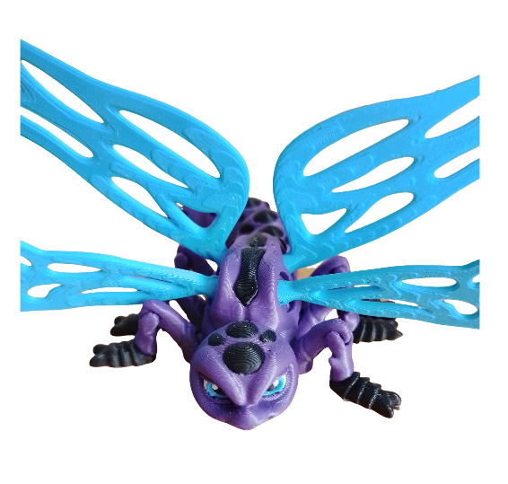Libellule articulée violette et noire