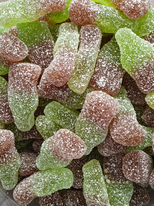 Bouteille verte et marron goût cola 100 g