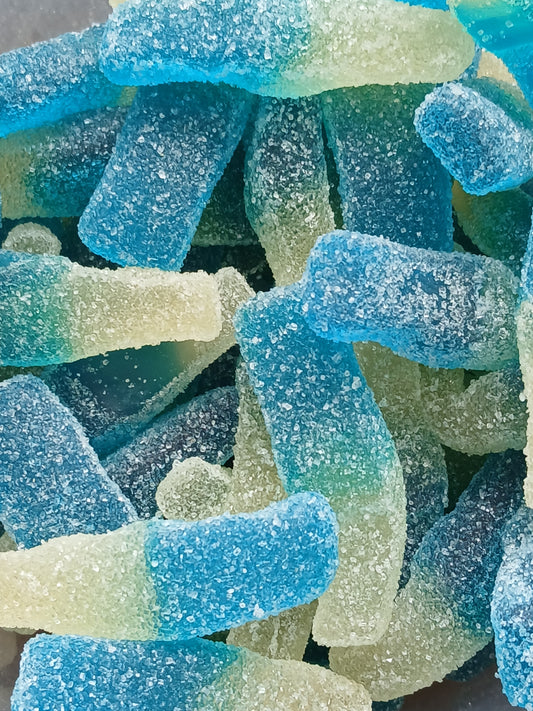 Bouteilles bleues goût framboise 100 g