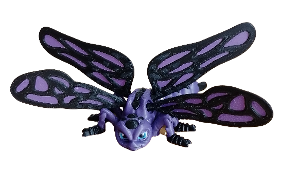 Libellule articulée violette et noire