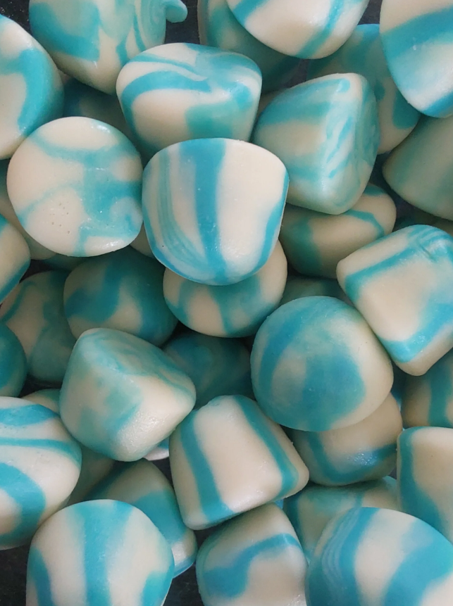 Bisous twist bleu et blanc lisse 100 g